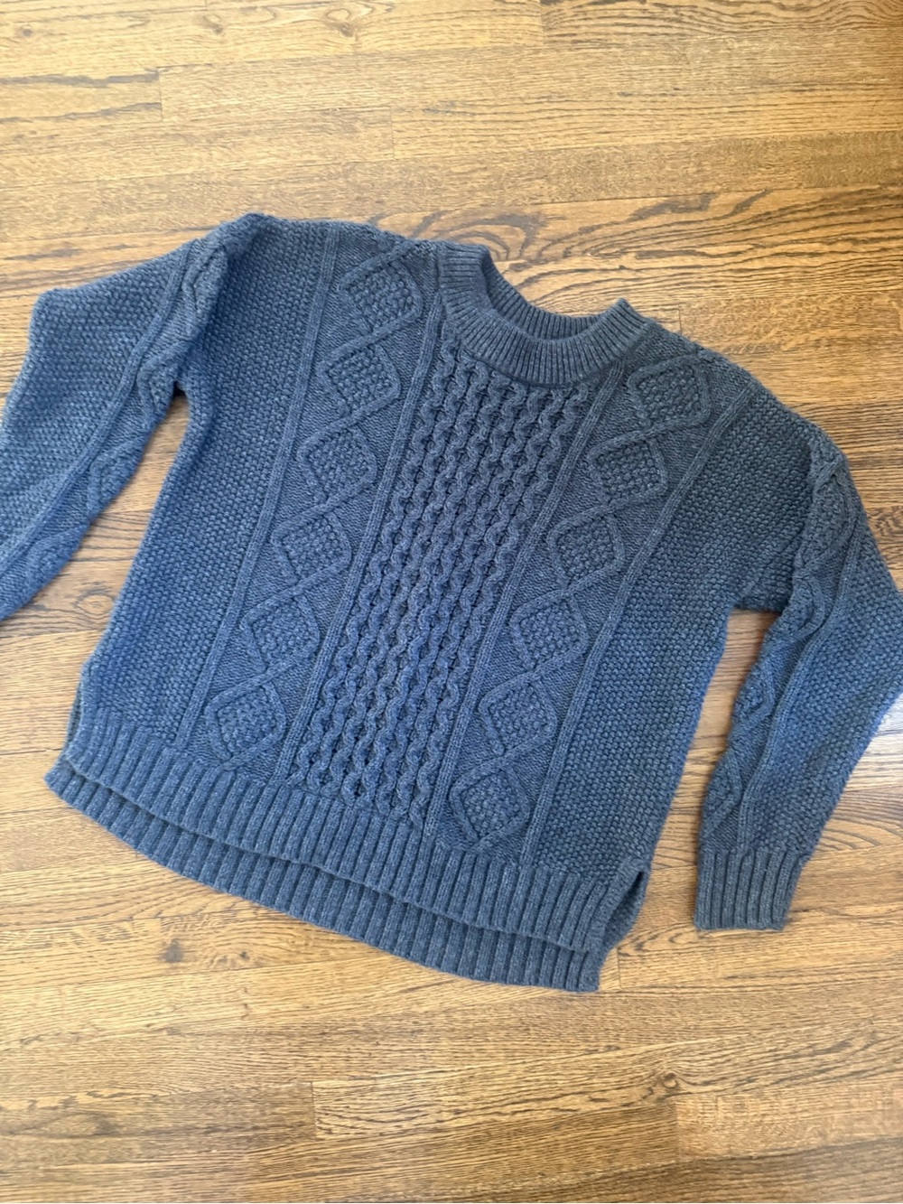 Women’s Madewell Charcoal Gray Cable-Knit Crewneck Sweater